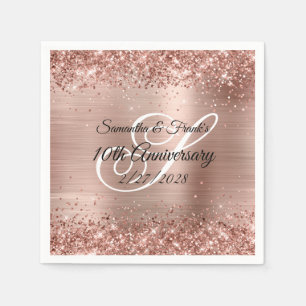 Glittery Rose Gold Foil Monogram 10 Jahre Serviette