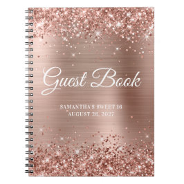 Glittery Rose Gold Foil Sweet 16 Gästebuch Notizblock