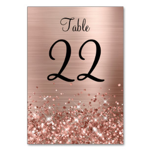 Glittery Rose Gold Foil Wedding Tischnummer