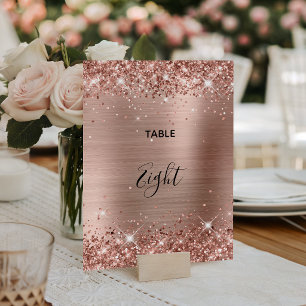 Glittery Rose Gold Foil Wedding Tischnummer