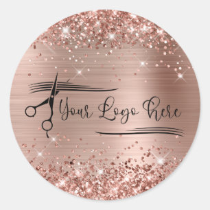 Glittery Rose Gold Glam für Ihr Logo Runder Aufkleber