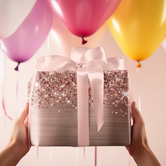 Glittery Rose Gold Glam Geschenkpapier Set (Glittery Rose Gold Glam Wrapping Paper Sheets)