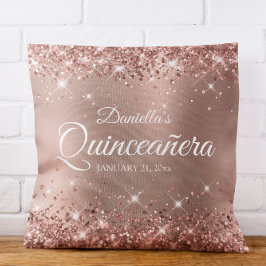 Glittery Rose Gold Glam Gradient Quinceañera 15 Kissen