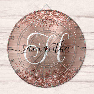 Glittery Rose Gold Glam Monogram Dartscheibe