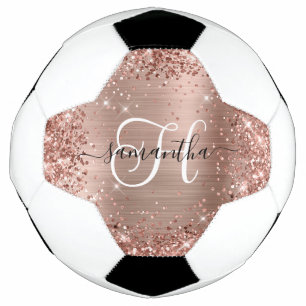 Glittery Rose Gold Glam Monogram Fußball