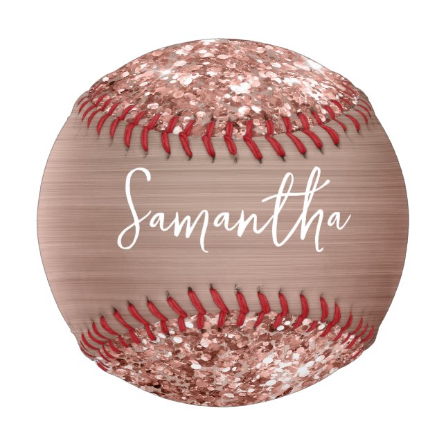 Glittery Rose Gold Glam Name Baseball (Vorderseite)