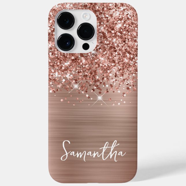 Glittery Rose Gold Glam Name Case-Mate iPhone Hülle (Rückseite)