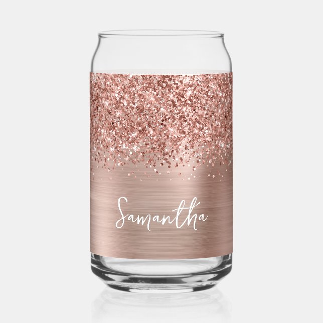 Glittery Rose Gold Glam Name Dosenglas (Vorderseite)