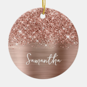 Glittery Rose Gold Glam Name Foto Keramik Ornament