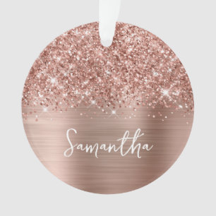 Glittery Rose Gold Glam Name Foto Ornament
