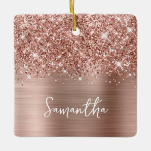 Glittery Rose Gold Glam Name Keramikornament