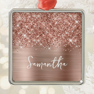 Glittery Rose Gold Glam Name Ornament Aus Metall