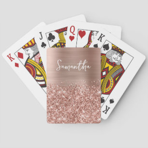 Glittery Rose Gold Glam Name Spielkarten