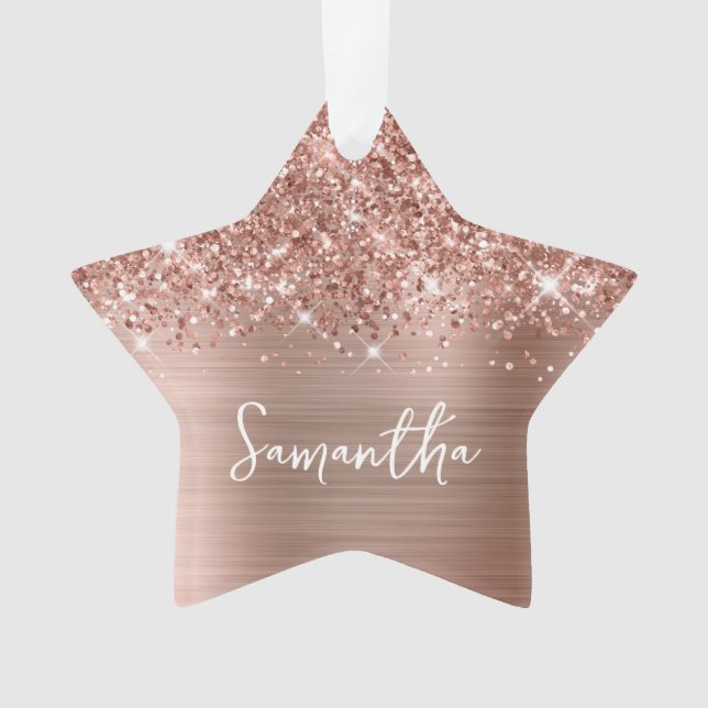 Glittery Rose Gold Glam Name Star Ornament (Vorderseite)