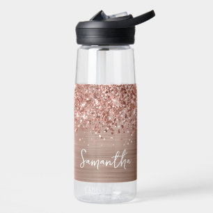 Glittery Rose Gold Glam Name Trinkflasche