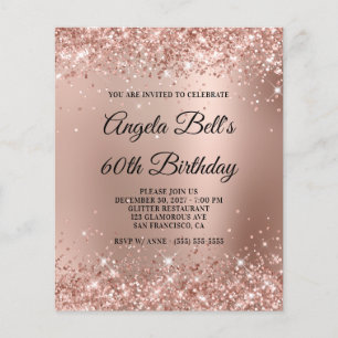 Glittery Rose Gold Glam Ombre 60th Birthday Paper Flyer