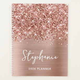 Glittery Rose Gold Glam Personalisiert 2024 Planer