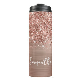 Glittery Rose Gold Glam Personalisierter Name Thermosbecher