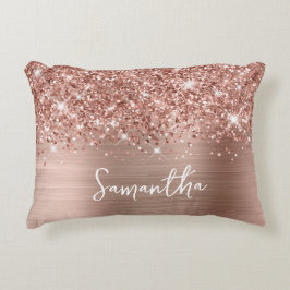 Glittery Rose Gold Glam Script Name Dekokissen