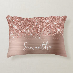 Glittery Rose Gold Glam Script Name Dekokissen