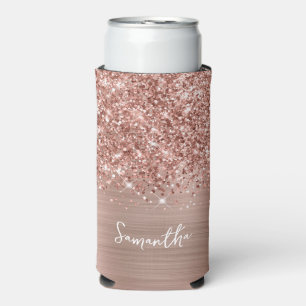 Glittery Rose Gold Glam Script Name Selters Dosenkühler