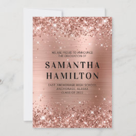 Glittery Rose Gold Ombre Foil Abschluss Ankündigung