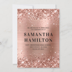 Glittery Rose Gold Ombre Foil Abschluss Ankündigung