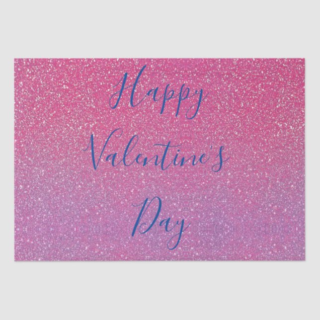 Glittery Rose Gold Pink Happy Valentinstag Seidenpapier (Vorderseite)