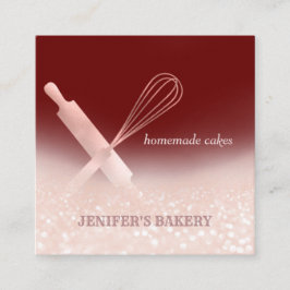 Glittery Rose Gold Walzen Button Whisky Koch Bäcke Quadratische Visitenkarte