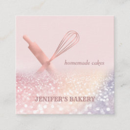 Glittery Rose Gold Walzen Button Whisky Koch Bäcke Quadratische Visitenkarte