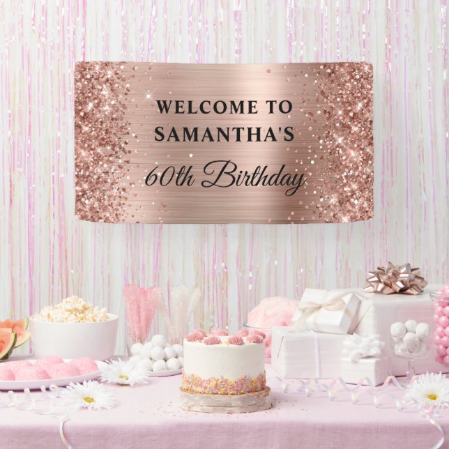 Glittery Rose Goldene Foil 60. Geburtstag Banner (Party)