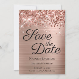 Glittery Rose Goldene Foil Piazza della Riforma Save The Date