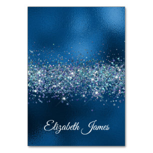 Glittery Royal Blue Foil Individueller Name Tischnummer