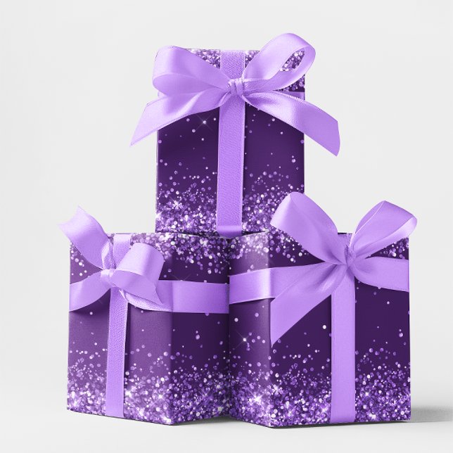 Glittery Royal Lila Geschenkpapier Set (Glittery Royal Purple Wrapping Paper Sheets)