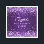 Glittery Royal Lila Ombre 40th Birthday Guest Serviette<br><div class="desc">Erstellen Sie Ihre eigenen 40. Meilensteine Geburtstagsfeier Papierservietten. Das Design hat mädchenhafte Imitate funkelnd lila getönten Glitzer auf einem königlichen lila Verlauf. Passen Sie die Stile des Schriftartes an, um Ihr eigenes Gästebuch ihres besonderen Anlasses zu erstellen. Die elegante Kalligraphie, gepaart mit einem All-Caps-Serif-Schriftart, kann individuell angepasst werden. Die glitzernden...</div>