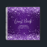 Glittery Royal Lila Ombre 50th Birthday Guest Notizbuch<br><div class="desc">Erstellen Sie Ihre eigene 50. Meilenstein Geburtstagsfeier Gästebuchdesign in einem leeren Notizbuch. Das Design hat mädchenhafte Imitate funkelnd lila getönten Glitzer auf einem königlichen lila Verlauf. Passen Sie die Stile des Schriftartes an, um Ihr eigenes Gästebuch ihres besonderen Anlasses zu erstellen. Die elegante Kalligraphie, gepaart mit einem All-Caps-Serif-Schriftart, kann individuell...</div>