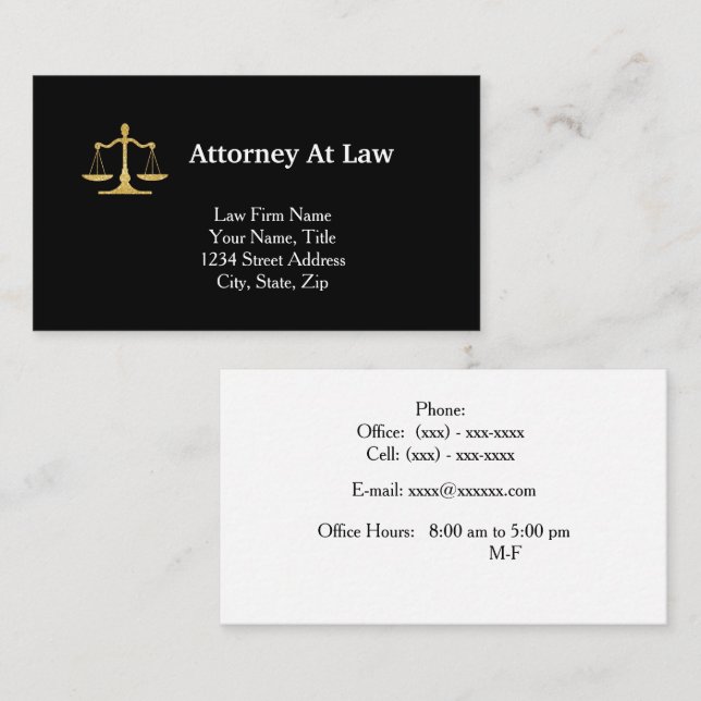 Glittery Scales of Justice Lawyer Business Card Visitenkarte (Vorne/Hinten)