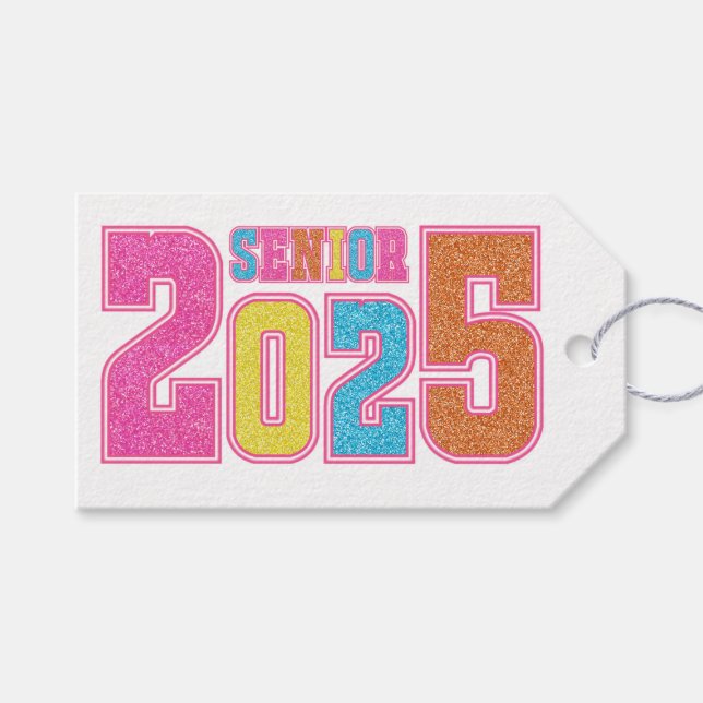 Glittery Senior Year 2025 Geschenkanhänger (Vorderseite (Horizontal))