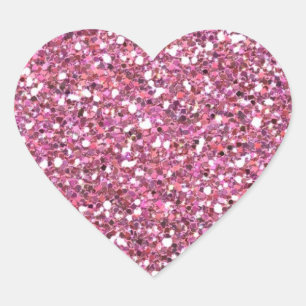 Glittery Shiny Pink Glitzer Herz-Aufkleber
