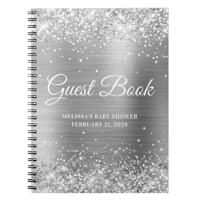 Glittery Silver Baby Showbook Notizblock (Vorderseite)