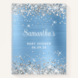 Glittery Silver Blue Foil Baby Shooter Guest Notizbuch