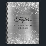 Glittery Silver Foil 80th Birthday Guest Notizbuch<br><div class="desc">Erstellen Sie Ihr eigenes Gästebuch für 80 Geburtstage in einem leeren Notebook. Karo in den Optionen für die Textseite für diese Notebooks. Girly Imitate funkelnd silberner Glitzer auf der Oberseite und unten Rand, über eine silbergraue Imitate aus gebürstetem Metall glänzende Folie. Passen Sie die Stile des Schriftartes an, um Ihr...</div>