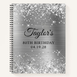 Glittery Silver Foil 80th Birthday Guest Notizbuch