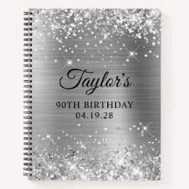Glittery Silver Foil 90th Birthday Guest Notizbuch
