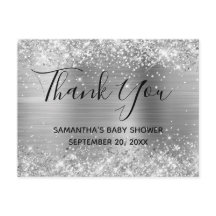 Glittery Silver Foil Baby Dusche Vielen Dank
