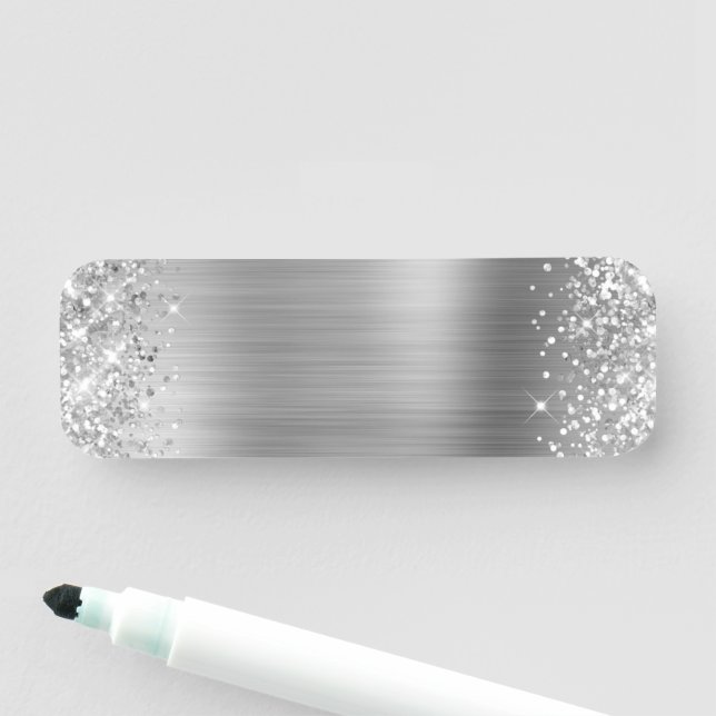 Glittery Silver Foil Blank Namensschild (Beispiel)