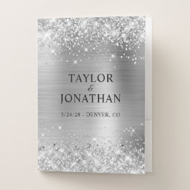 Glittery Silver Foil Bride & Groom Wedding Bewerbungsmappe