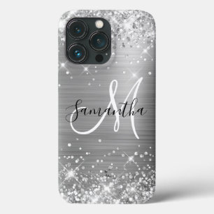 Glittery Silver Foil Elegantes Monogramm Case-Mate iPhone Hülle