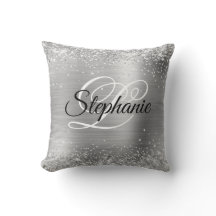 Glittery Silver Foil Extravagant Monogram