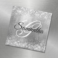 Glittery Silver Foil Extravagant Monogram